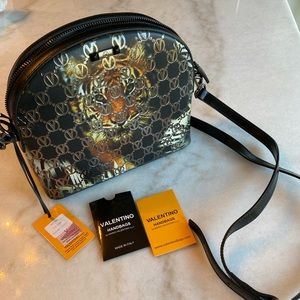 Valentino by Mario Valentino Tiger Leather crossbody black